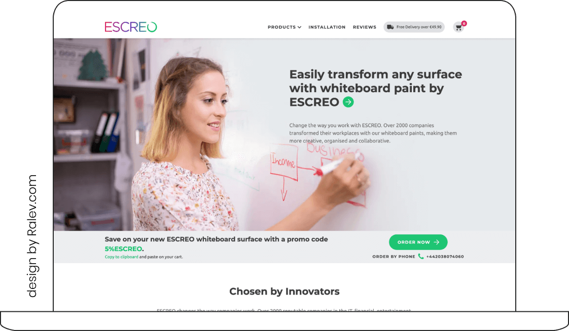 Escreo website desktop index page
