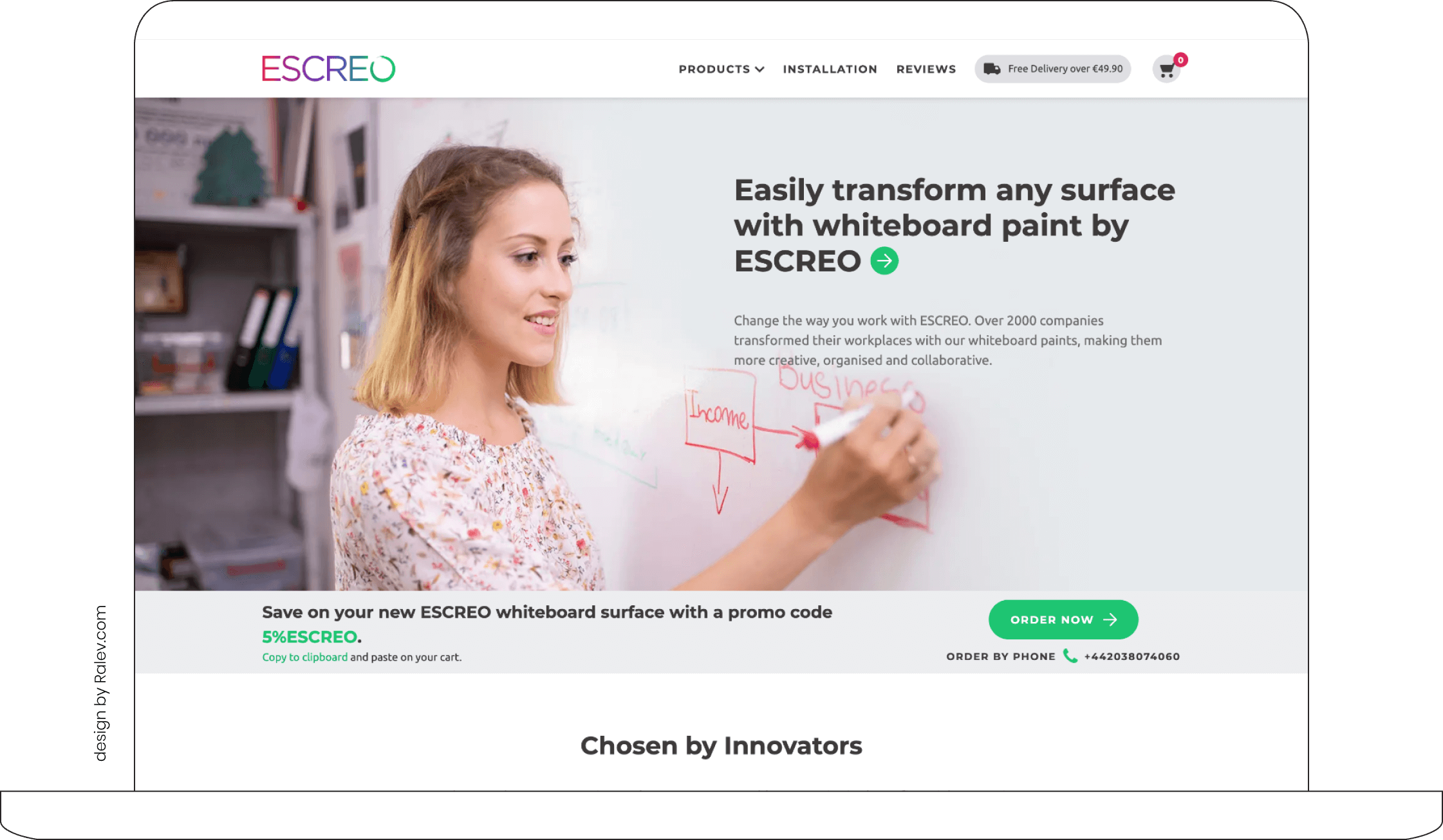Escreo website desktop index page