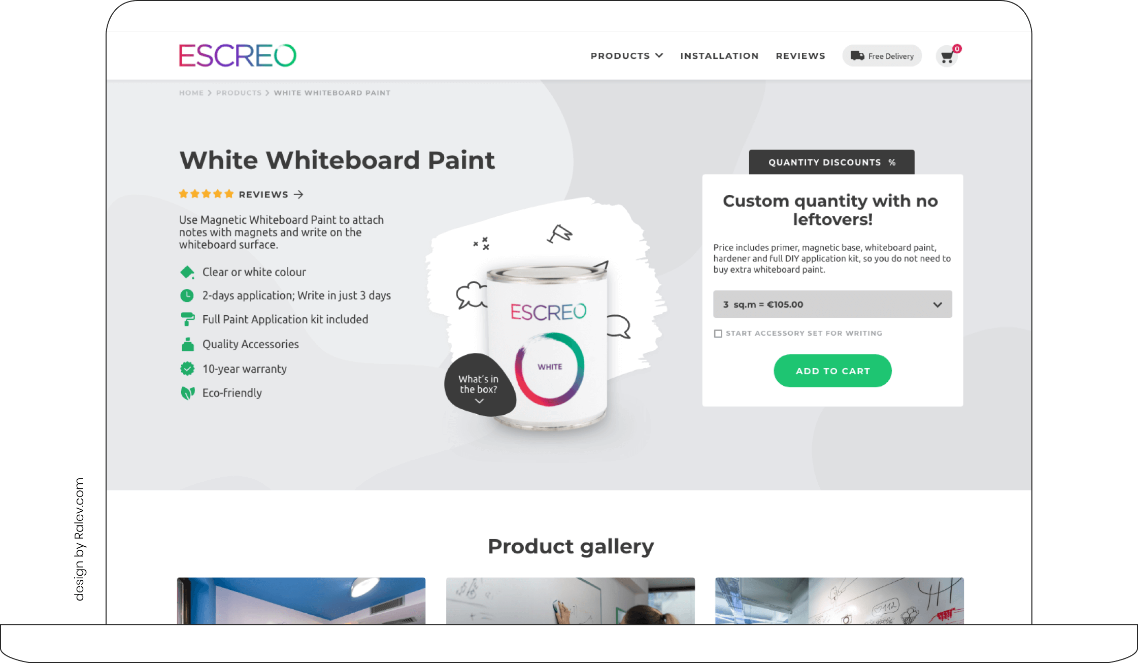 Escreo website desktop product page